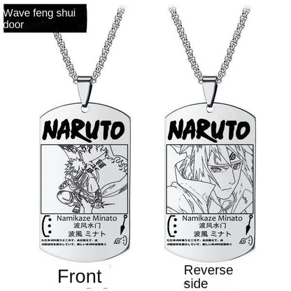Collar con colgante de Naruto, periféricos de Anime bidimensionales, colgantes y collares de Sasuke, collar de acero inoxidable de hurón para hombre