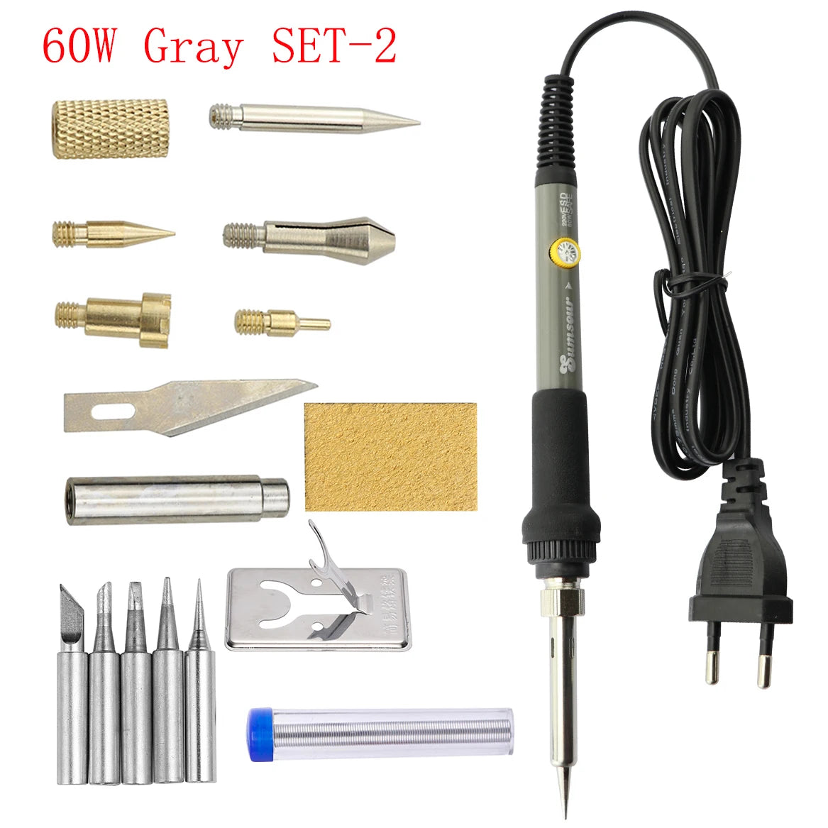 7 in 1 Wood Embossing Burning Carving Pyrography Pen Kit 60W / 80W Adjustable Temperature Soldering Iron Hand Operated Tools Set
