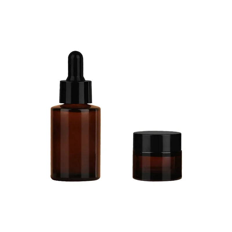 1pcs Brown dropper bottle  30ml brown flat shoulder glass bottle essential oil bottle 40ml essence bottle brown cream bottle