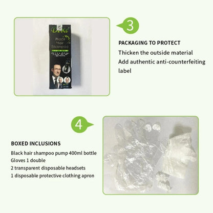 Shampoo tingido preto 200/400ml, tintura de cabelo preto, ingrediente de ervas, ginseng, gengibre, ganoderma lucidum, cabelo branco tingido, reparo de cabelo preto