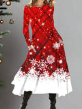 Vestido de Navidad de manga larga estampado para mujer de talla grande vestido de fiesta de moda para mujer ropa de mujer de talla grande de Navidad