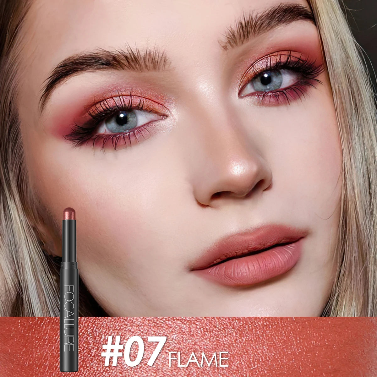 FOCALLURE Lápiz de sombra de ojos perlado de 24 colores, resistente al agua, con brillo, pigmento brillante, delineador en barra, herramientas de maquillaje