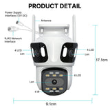 Three Lens PTZ IP Camera Outdoor HD Three Screen WiFi Security Camera Auto Tracking Dual Len Wirelss CCTV Camera iCsee