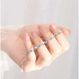 Retro 925 Sterling Silver Pulseiras de Cristal Azul para Mulheres, Designer Coreano, Oco, Pulseiras Ajustáveis, Festa de Luxo Presente Da Jóia
