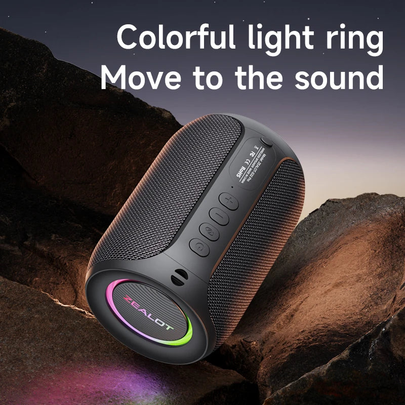 Potente altavoz Bluetooth Zealot-S32PRO, inalámbrico con graves, luz LED, para exteriores, subwoofer, resistente al agua.