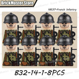 WW2 French Soldier Figure Building Blocks Military War Weapon Medical Officer Army Infantry Warrior Cavalry Gun Bricks Toy Gifts