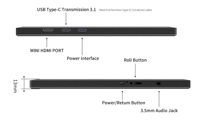11.6 Inch Portable Monitor HDMI-Compatible Laptop second screen Gaming Extended Display For Switch/PS4/Xbox/Raspberry Pi