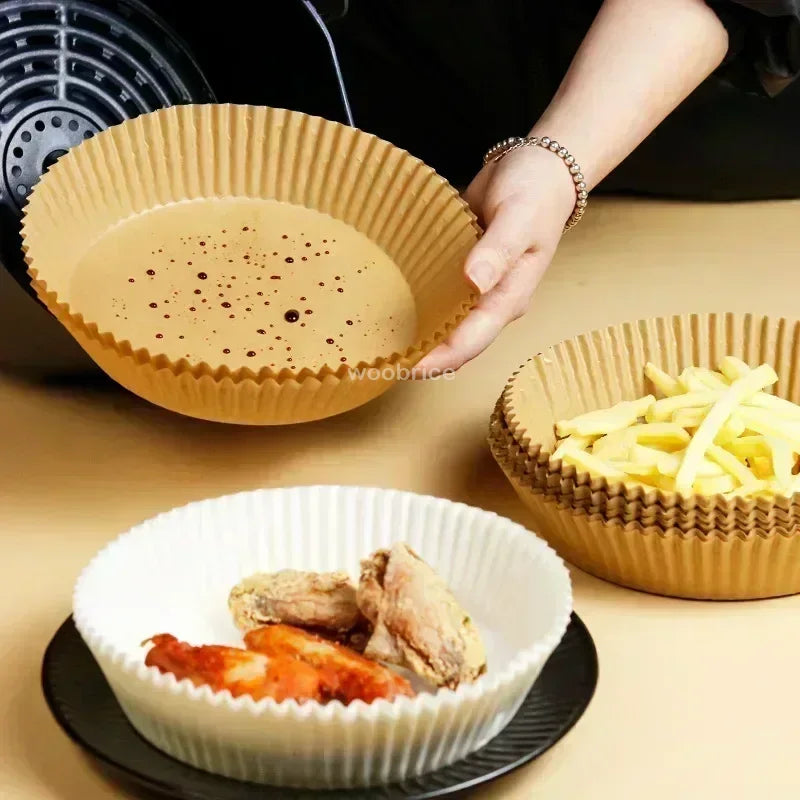 Papel de cocina cuadrado desechable para freidora de aire, forro de papel para freidora de aire, resistente al aceite, impermeable, bandejas para freidora de aire, papel para hornear