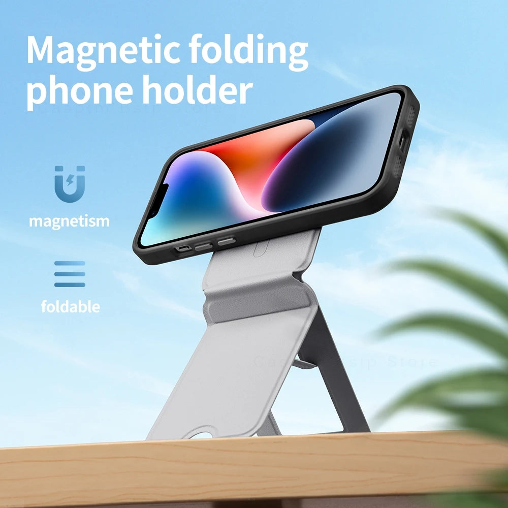 Soporte de teléfono plegable portátil para iPhone 11, 12, 13, 14, 15, 16 Pro Max Plus, soporte magnético de escritorio con ángulo ajustable