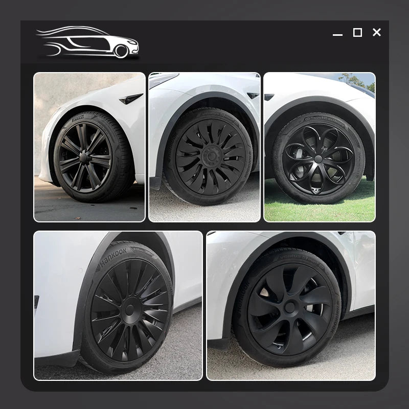 4PCS for TESLA Model Y 2019-2024 Vehicle Full Coverage Blade Wheel Cover Cap 19 Inch Hubcaps Automobile Replacement Accessories