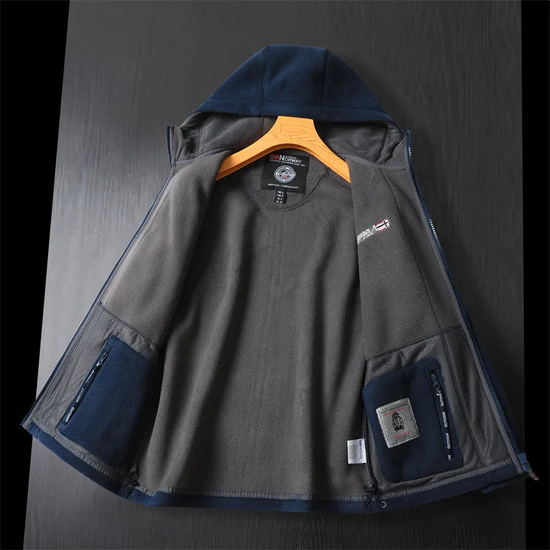 2024 Brand Winter Fleece Jacket Men's Casual Thickened Wool Jacket high quality Design Warm Fashion Hooded Coat Outdoor Ski Suit