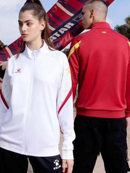 Chaqueta de punto de entrenamiento de fútbol Kelme, serie Qatar para hombre, primavera 2024, para deportes al aire libre, running, fitness, abrigo cortavientos