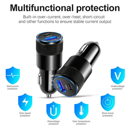 Olaf USB Type C Car Phone Adapter Fast Charging, Fast Charge 3.0, 68W, PD, iPhone 13, 12, Xiaomi, Huawei, Samsung S21