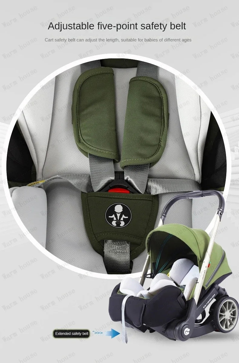 EU STOCK 4in1 baby stroller two-way Multifunctional newborn baby stroller 3in1 Foldable Basket type seat Lightweight Travel Pram