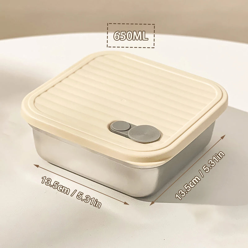 WORTHBUY 304 Stainless Steel Lunch Box With Lid Portable Fruit Salad Food Container Stackable Leak Proof Bento Box For Student