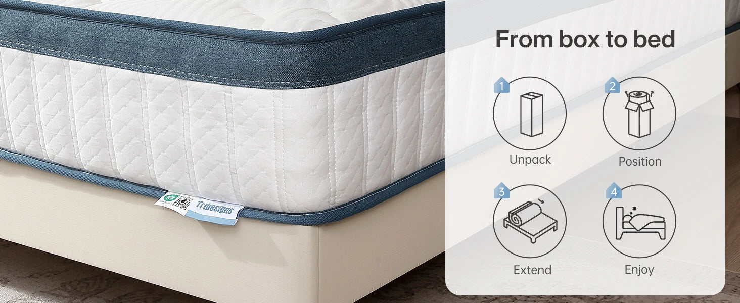Tribesigns mattress 140x200 cm Height 25 cm Pocket spring Core mattress Medium Hardness H3 7-Zone Orthopedic mattress