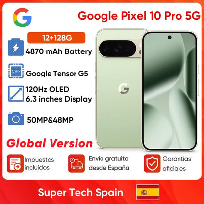 Global Version Google Pixel 10 Pro 5g Smart Phone Google 6.3'' 120Hz Oled 4870 Mah Battery Google Tensor G5 Android 16 Original Mobile Phone
