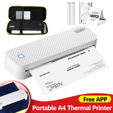 Portable A4 Thermal Printer Bluetooth Photos PDF Document Printing Machine Folded Rolls Paper For Office Work Home School Travel