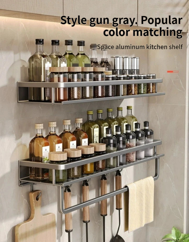 Aluminum Kitchen Rack Kitchen Shelf Toilet Storage No Drill Hanging Rack Bathroom Organizer Hang on the Wall Kitchen