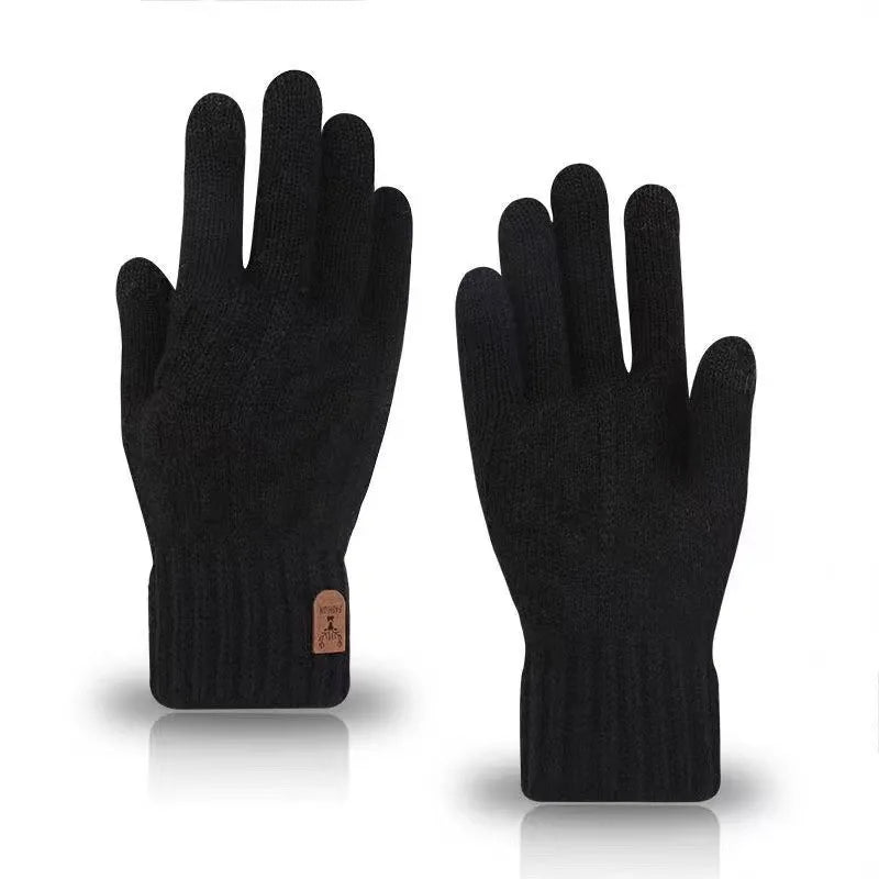 New Men's Warm Gloves Winter Touch Screen Plus Fleece Gloves Cold Warm Wool Knitted Gloves