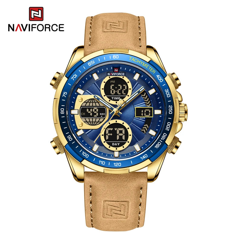 New NAVIFORCE Watches for Men Leather Mens Military Sport Waterproof Watch Quartz WristWatch Chronograph Male Clock