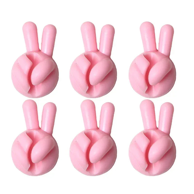 Finger Shape Cable Clips Holder Cute Charging Cord Management Home Office Car Desk Tidy Self-Adhesive Cable Winder Organizer