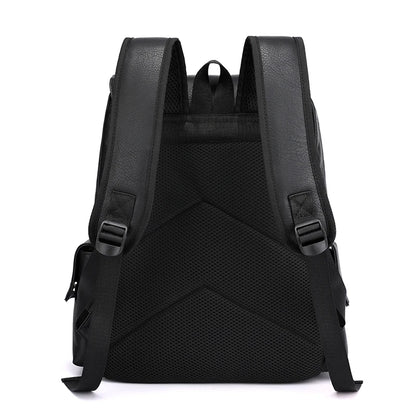 Mochila de piel sintética para hombre, mochila grande para portátil, mochila negra para adolescentes y niños, mochila marrón, 2023