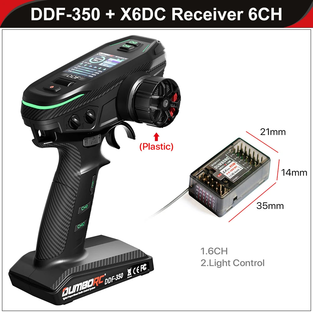 Control remoto digital DUMBORC 2.4G 10CH DDF-350, transmisor con receptor para coche, barco, tanque, sistema LCD FHSS