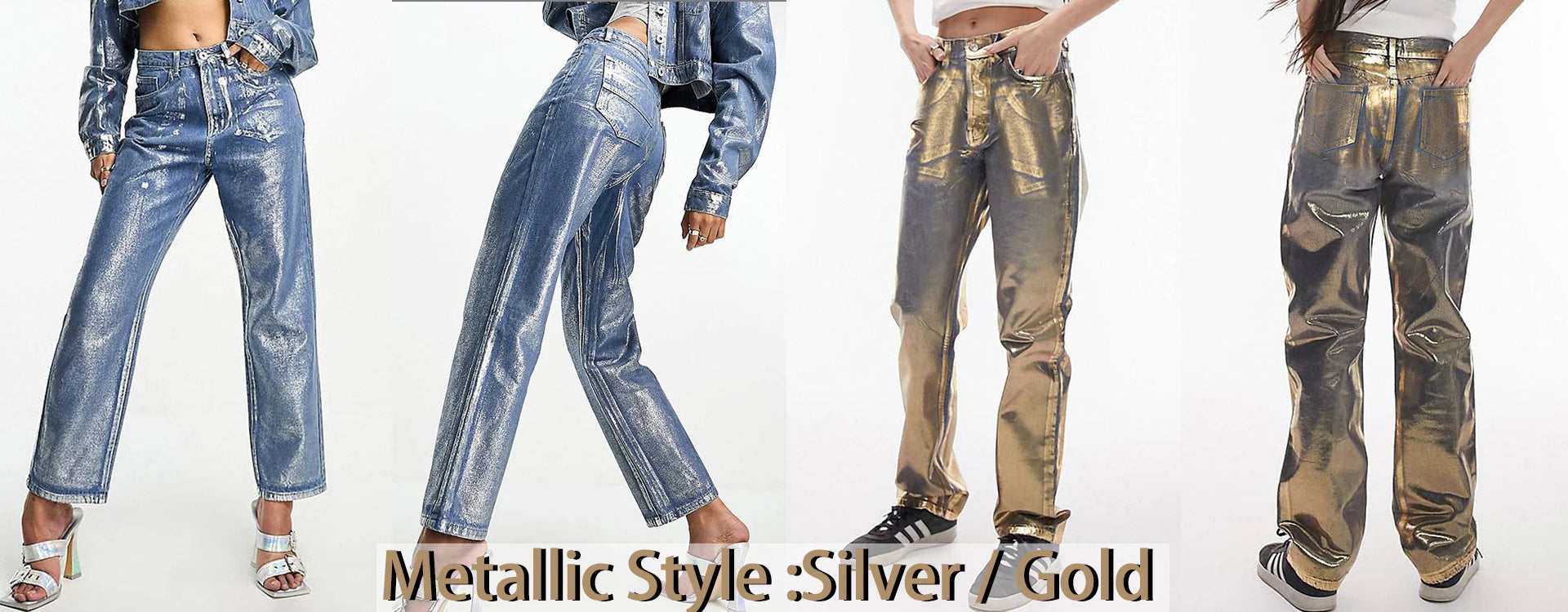 BKQU - Pantalones vaqueros rectos y holgados para mujer, cintura alta, pierna ancha, con diamantes de imitación, largos, moda urbana 2021, pantalones brillantes con diamantes