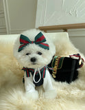 FATHIN Dog Princess Dresses Puppy Bow Knot Dress Luxury Pet Skirt Striped Dresses for Small Medium Cats