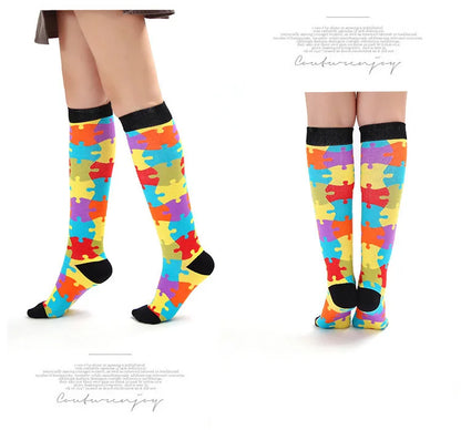 4 Pairs/Pack Compression Socks High Sports Socks for Women Men Running Hiking Edema Diabetes Varicose Veins Socks 20-30mmHg