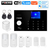 FUERS WIFI GSM Alarm System Wireless Home Burglar Security Alarm System Tuya APP Control Siren Motion Detector PIR Smoke Sensor