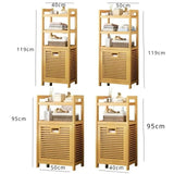 Laundry Hamper Bathroom Rack High-capacity Bamboo Laundry Baskets With Shelf With Tilt Out Basket Wooden Storage Hamper Racks