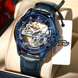 CAREKISO Fashion Men's Watches Original Mechanical Leather Men Clock Waterproof Hollow Tourbillon Automatic Man Watch Reloj Male