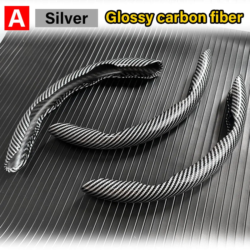 3PCS Carbon Fiber Car Round Steering Wheel Cover Non-Slip Steering Cover Protector Anti Dust Washable Interior Auto Accessories