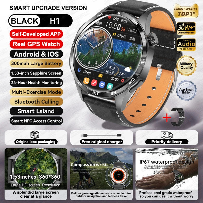 Original 2025 New For HUAWEI GPS Smart Watch Men Bluetooth Call NFC Access Heart Rate 300mAh IP68 Waterproof Smartwatch For IOS