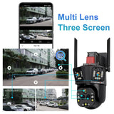 LS VISION 10K Outdoor WiFi Camera 20X Zoom Three Screen CCTV External IP Cam 20MP Security Ai Tracking Video Surveillance Camera
