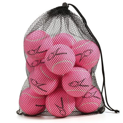 12pcs Tennis Balls with Mesh Carry Bag Practice Ball High Elasticity Pet Dog Playing Balls Outdoor Training Sports Rubber Tennis