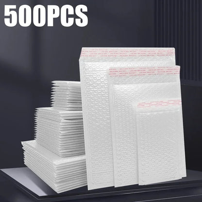 Espuma Branca Acolchoada Envelopes de Envio com Bolha, Auto Seal Mailers, Mailing Bag, Pacotes Bag, 500 Pcs