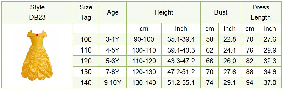 Children Princess Costume Kids Halloween Carnival Beauty Beast Birthday Party Clothes Girl Yellow Belle Cosplay Dress Up