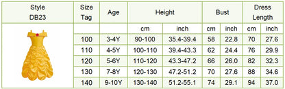 Children Princess Costume Kids Halloween Carnival Beauty Beast Birthday Party Clothes Girl Yellow Belle Cosplay Dress Up