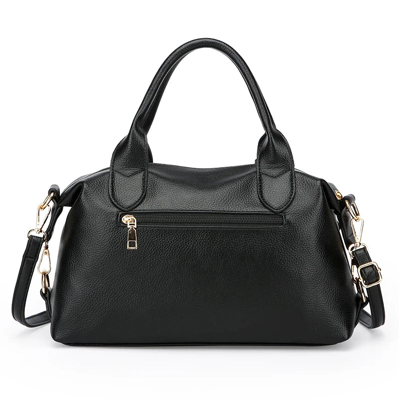 Genuine Brand Soft Leather Shoulder Bag For Women Casual Tote Bag Female Solid Color Purse Simple Design Handbag Commuting Sac