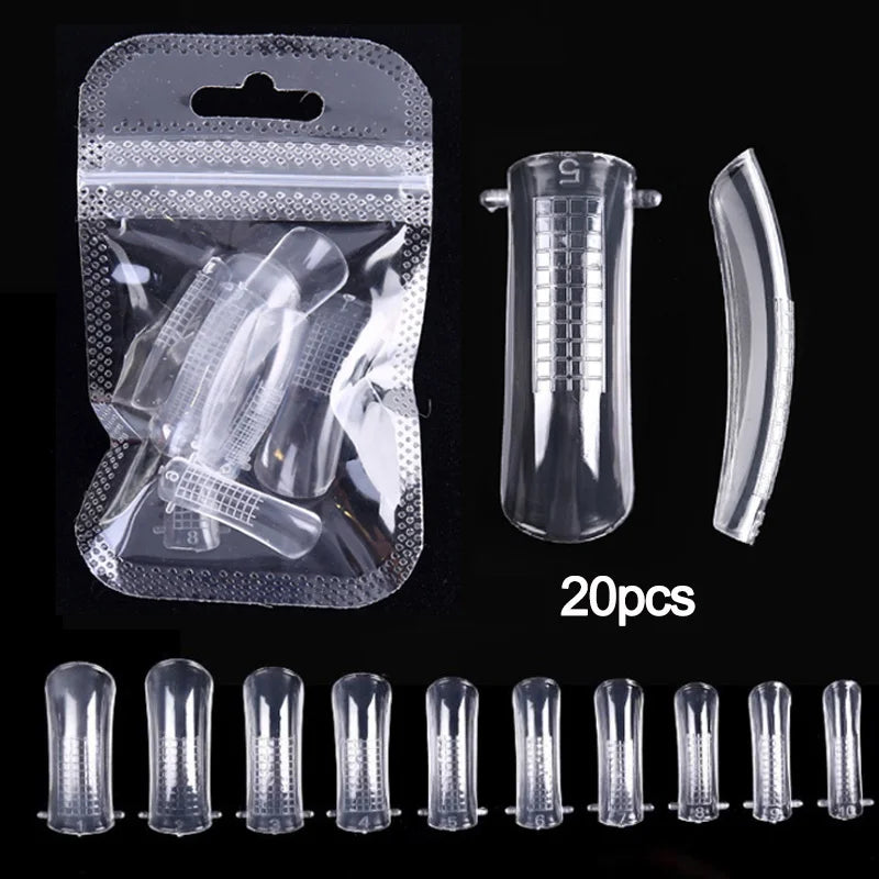 20/100Pcs False Clear Nails Full Cover Nail Tips DIY Manicure Tool For Acrylic UV Nail Gel Quick Extension Tool Kits