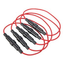 5 portafusibles de 5 x 20 mm, resistentes al agua, 10 A, color negro, 17,8 cm de largo, cable calibre 18 AWG para fusibles de coche estándar.