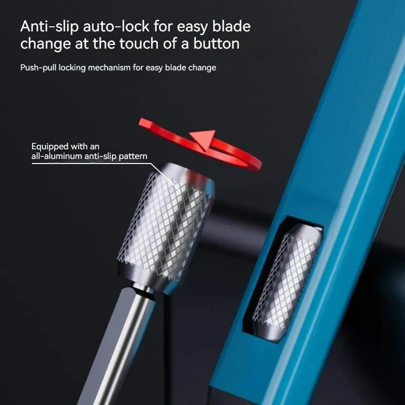 Cuchillo para trinchar con mango de aluminio en forma de bolígrafo, incluye 5 hojas con diseño de herradura que puedes reemplazar tú mismo.