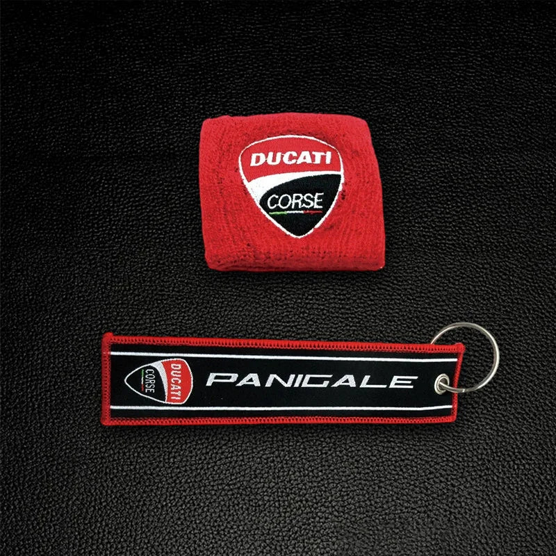 Motorcycle Embroidery Front Fluid Oil Brake Reservoir Sock Cover for Ducati Monster Panigale Diavel Superleggera V4 V2 Scrambler