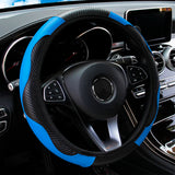 PU Carbon Fiber Leather Car Steering Wheel Cover without Inner Ring Suitable for 14.5-15 Inches Auto Supplies