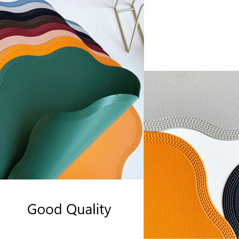 1/4/6PCS Round Placemats Sets Luxury Faux Leather Table Mats Pad Table Sets Embossed Flower Shaped Place Mats 테이블매트 Салфетки