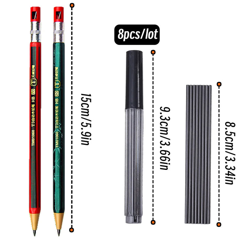 2.0mm Mechanical Pencils Set 2B Automatic Student Pencils with Sharpener Color Pencil Leads School Pens Kawaii Cute Stationery