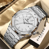 BINBOND Sturdy Stainless Steel Strap Quartz Wristwatches for Men Luxury Luminous Waterproof Auto Date Accurate Men's Watch Reloj
